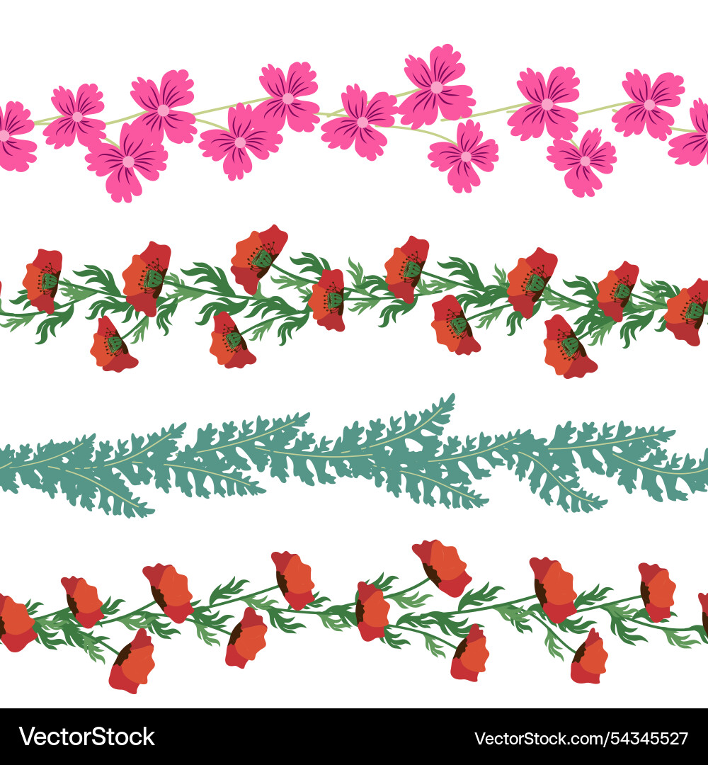 Chamomile horizontal border seamless pattern Vector Image