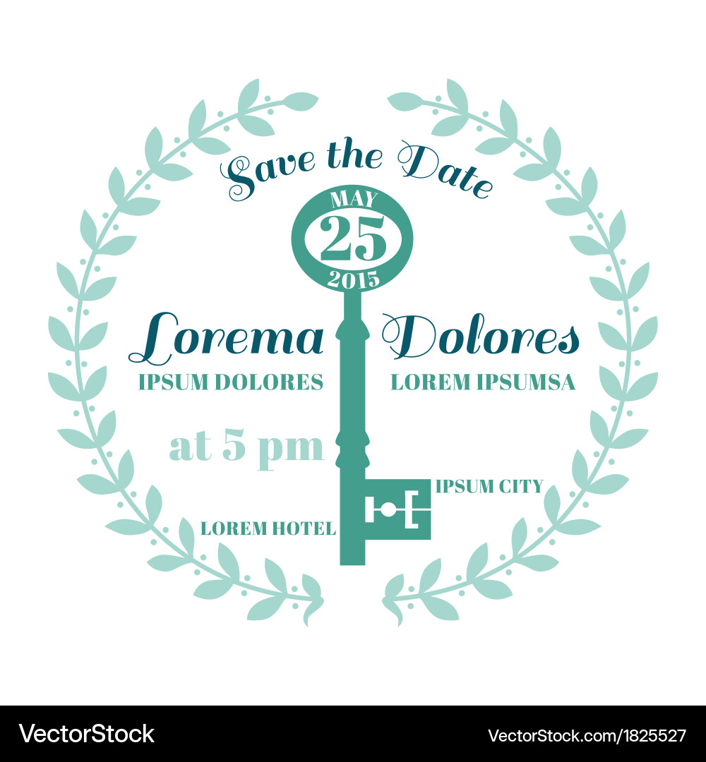 Elegant Save the Date Card - Key Motif vector image