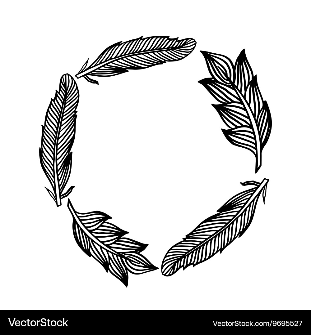 Feathers frame with colorful print Vector Image