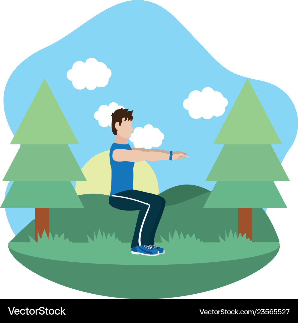 Fit man doing exercise Fit man doing exercise Vector Image