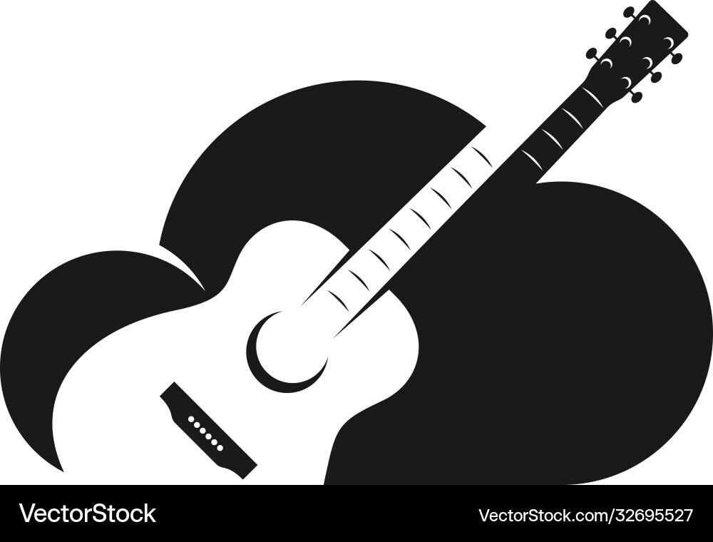 Guitar with clouds design template simple set Guitar with clouds design template simple set Vector Image