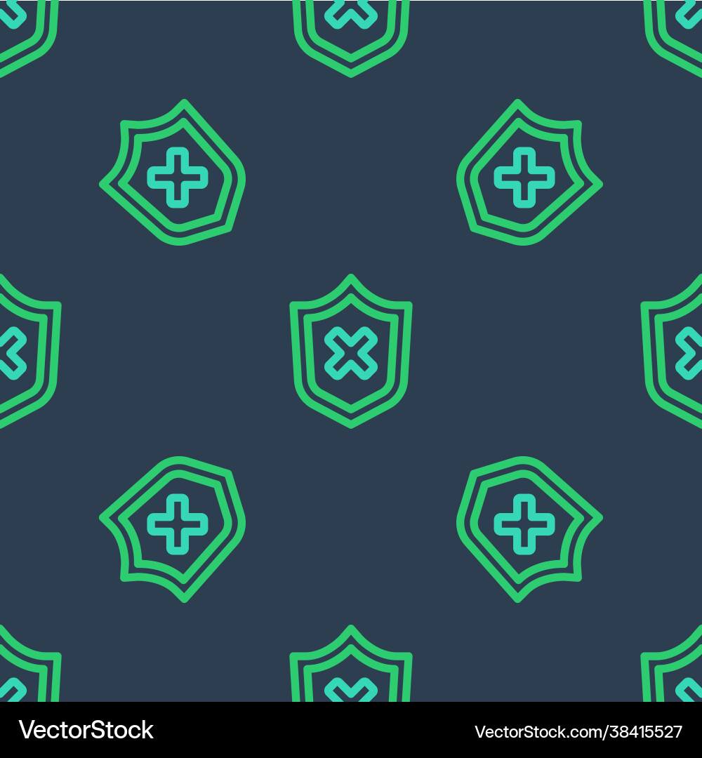 Line shield with cross mark icon isolated seamless Line shield with cross mark icon isolated seamless Vector Image