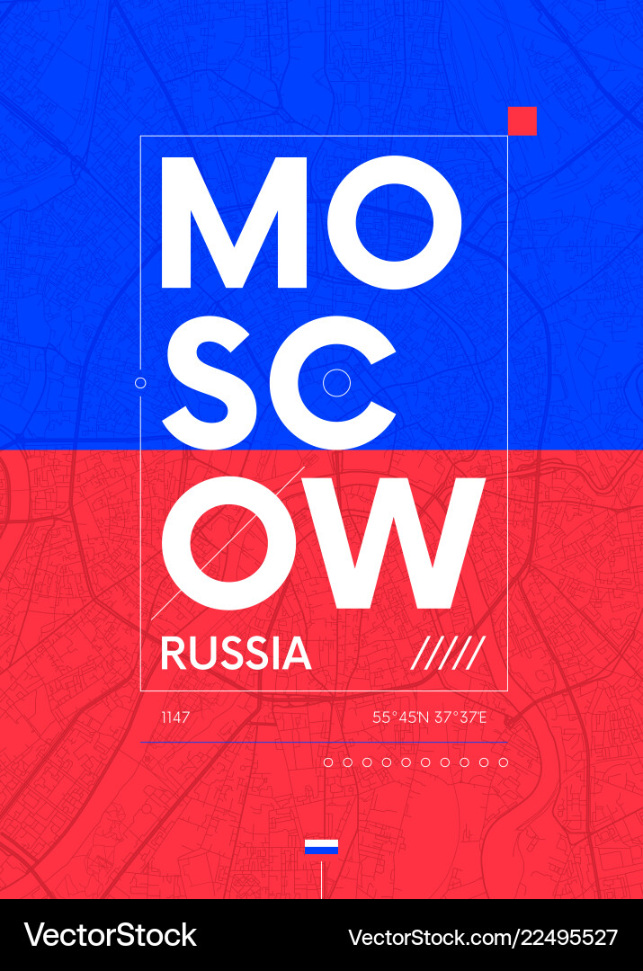 Moscow City Map Poster Vector Image