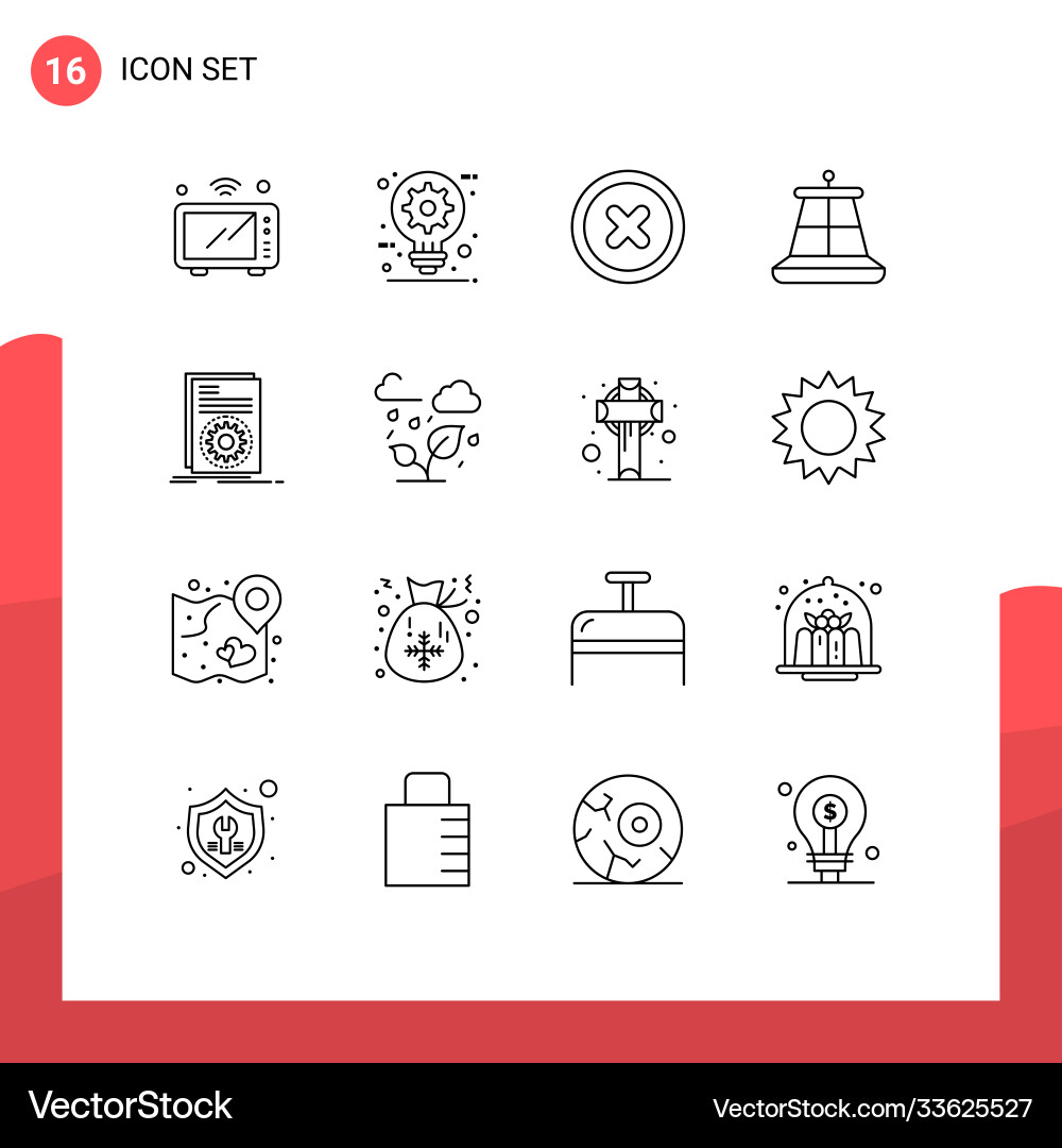 Pictograph set 16 simple outlines executable Vector Image