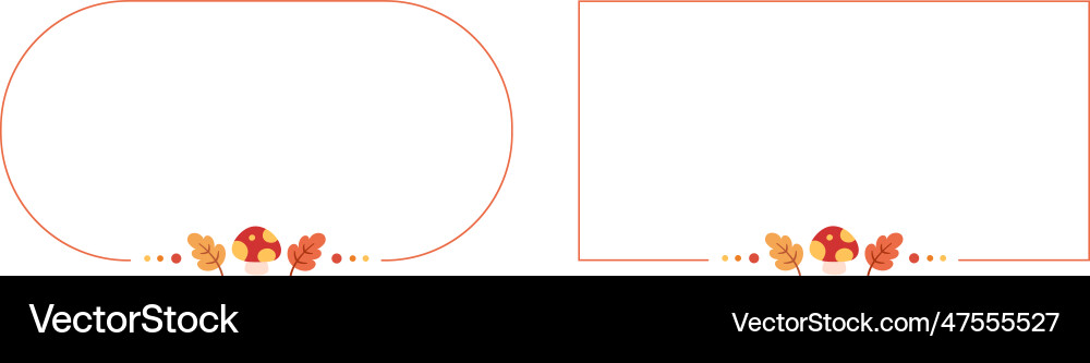 Rectangle autumn frame border template set Vector Image