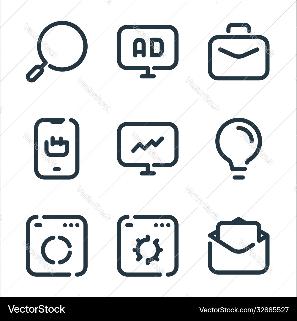 Seo line icons linear set quality Vector Image