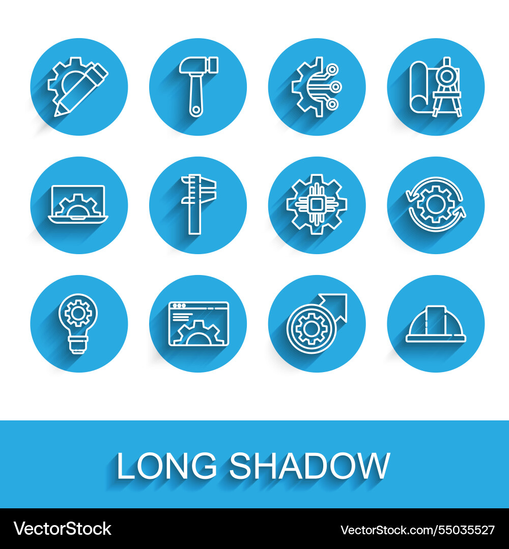 Set line light bulb and gear browser setting Set line light bulb and gear browser setting Vector Image