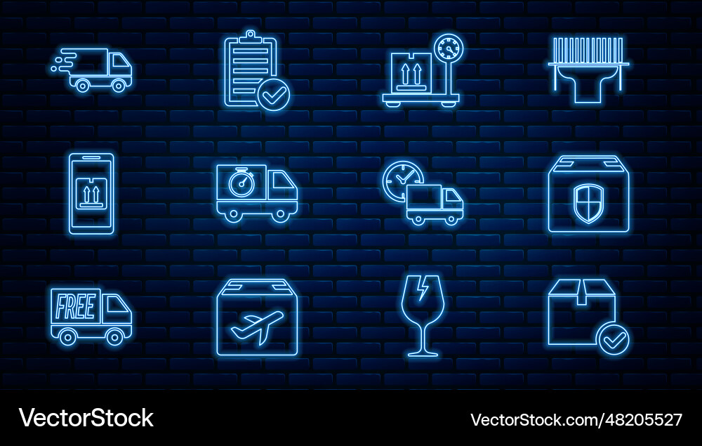 Set line package box with check mark delivery Set line package box with check mark delivery Vector Image