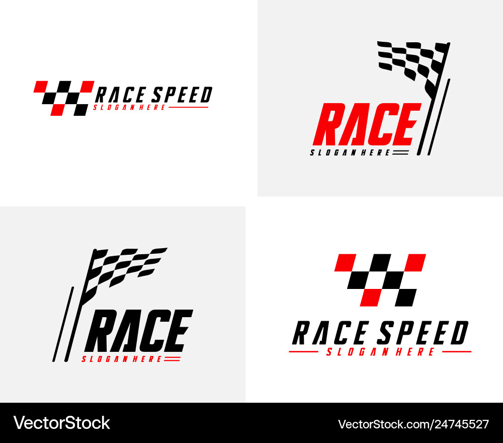 Set race flag design concepts icon speed Vector Image
