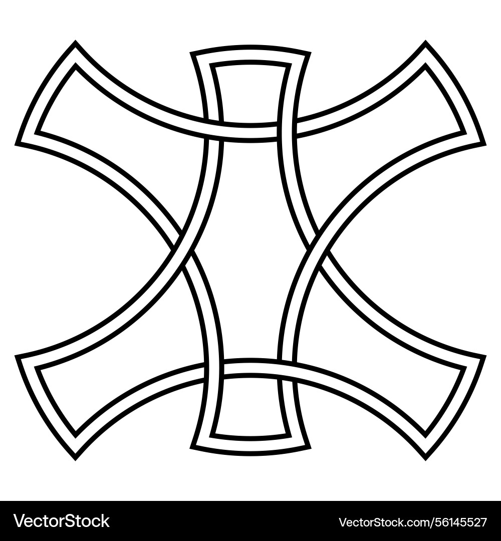 Symmetrical celtic cross pattern abstract line Vector Image
