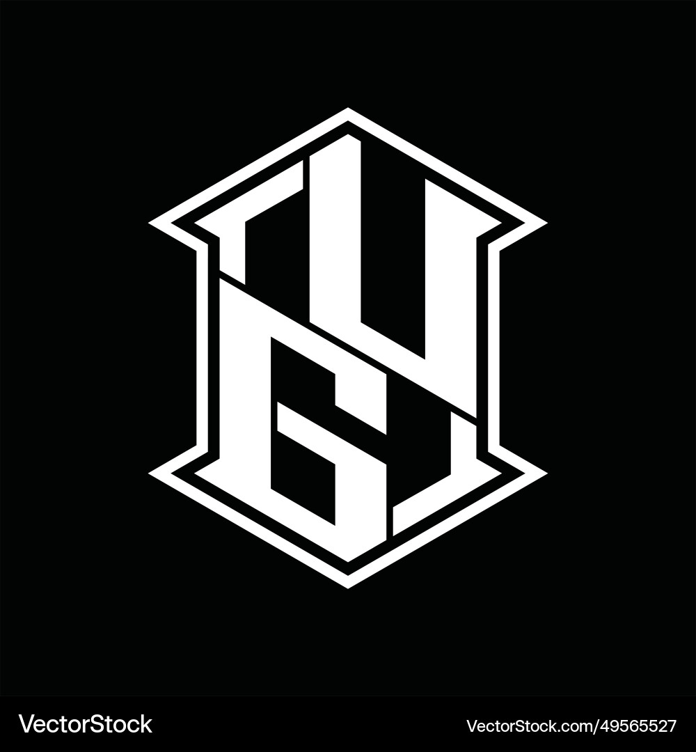 Ug logo monogram hexagon shield shape up and down Ug logo monogram hexagon shield shape up and down Vector Image