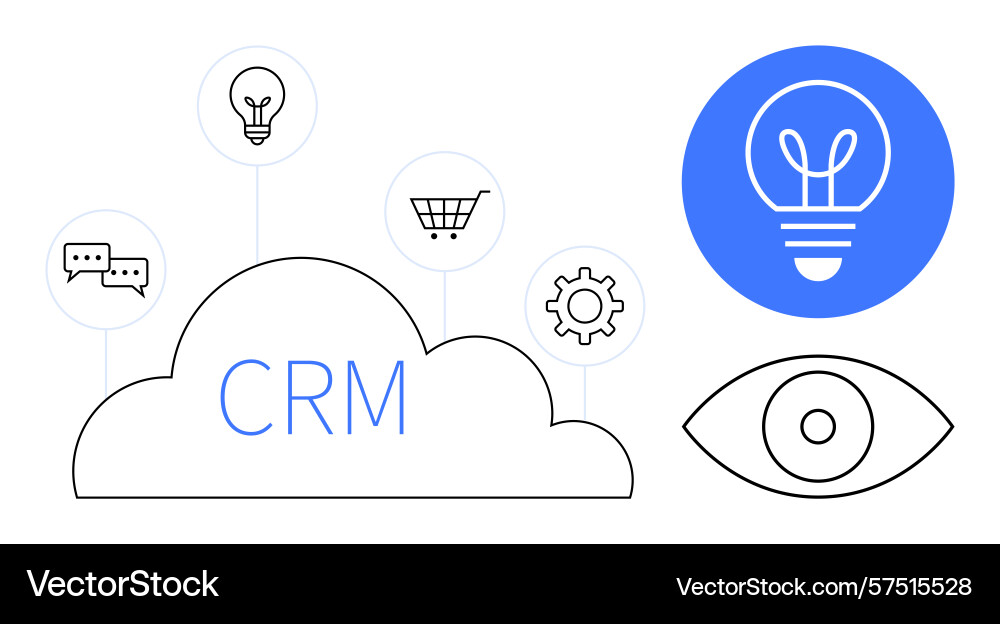 Crm cloud concept with icons representing vector image