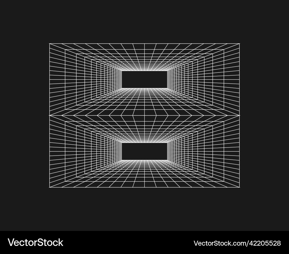 Cyber grid retro punk perspective rectangular Cyber grid retro punk perspective rectangular vector image