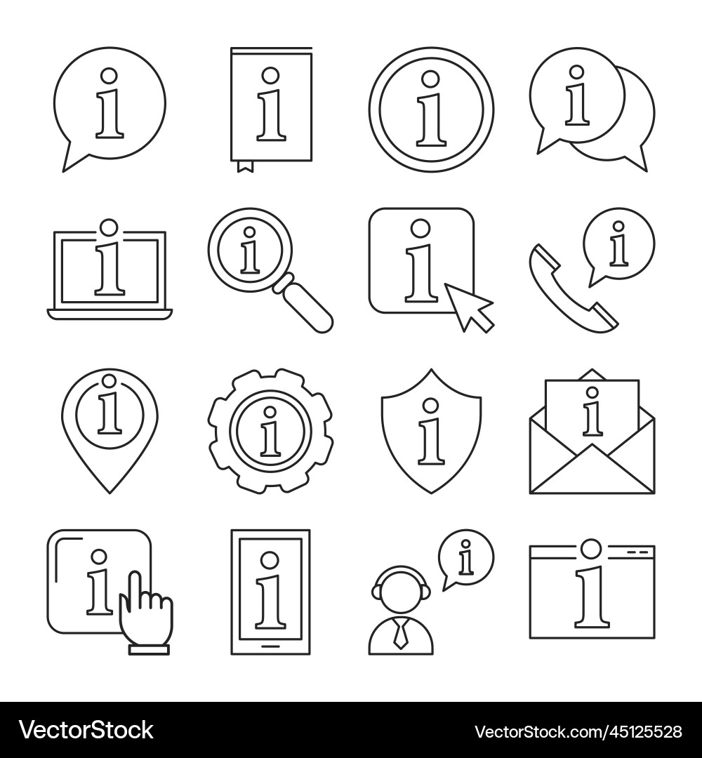 Info icon set collection of simple line icons Info icon set collection of simple line icons Vector Image
