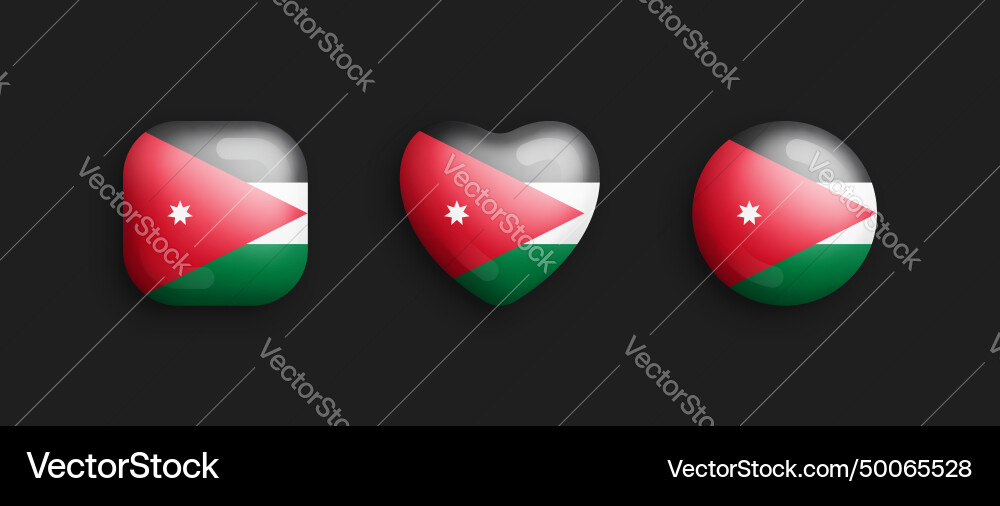 Jordan offizielle nationale Flagge 3d glänzende Icons Jordan offizielle nationale Flagge 3d glänzende Icons vektorbild