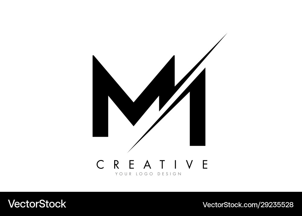 Mi m i letter logo design with a creative cut Vector Image