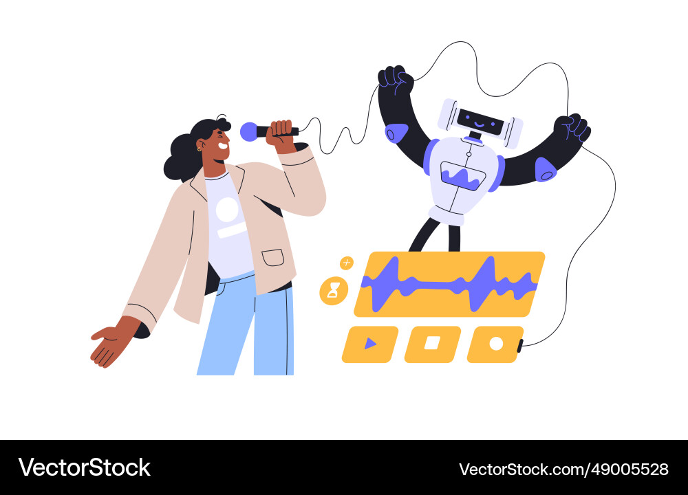 Neural networks concept ai robot help to record Vector Image