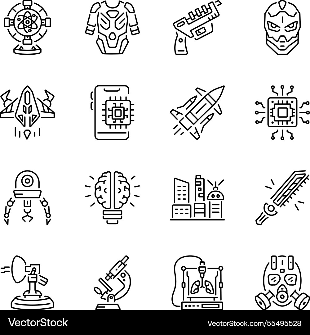 Set of linear style futuristic icons Vector Image