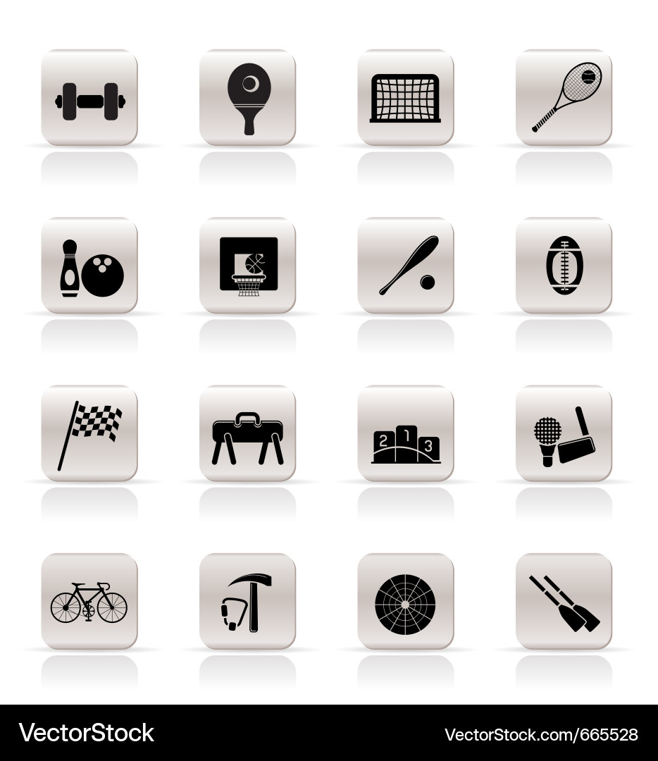 Simple sports gear and tools icons Vector Image