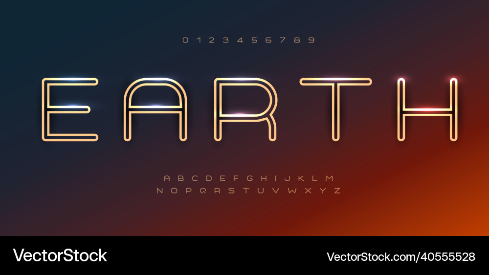 Space font alphabet letters outline linear Vector Image