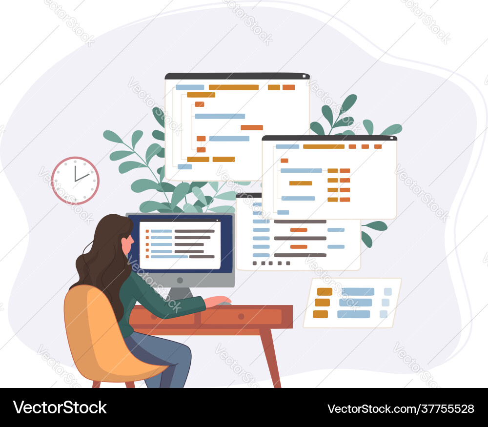Web Developer Arbeiten auf Code vektorbild