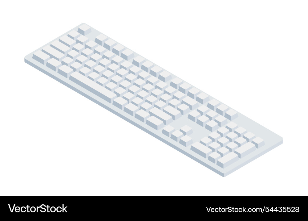 White isometric keyboard with numpad and without vector image