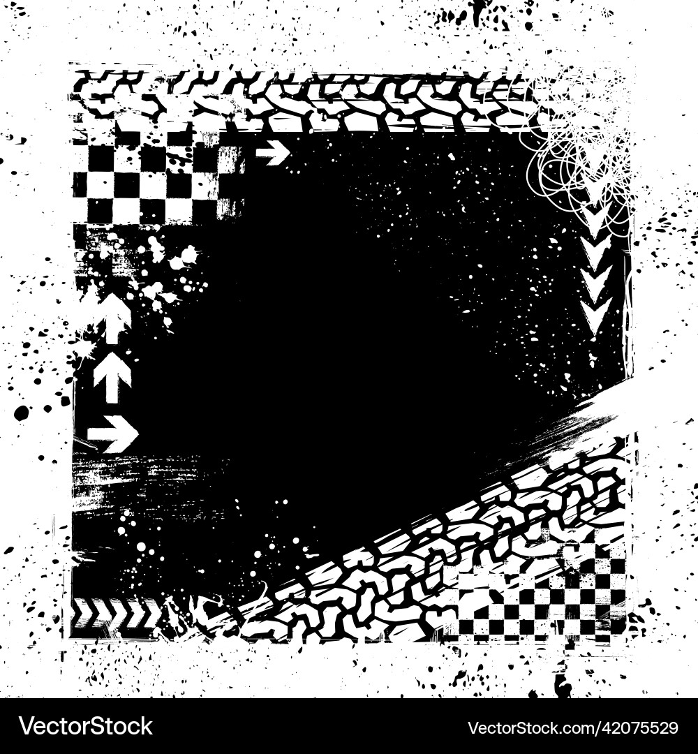 Black Tire Track Grunge Frame Vector Image