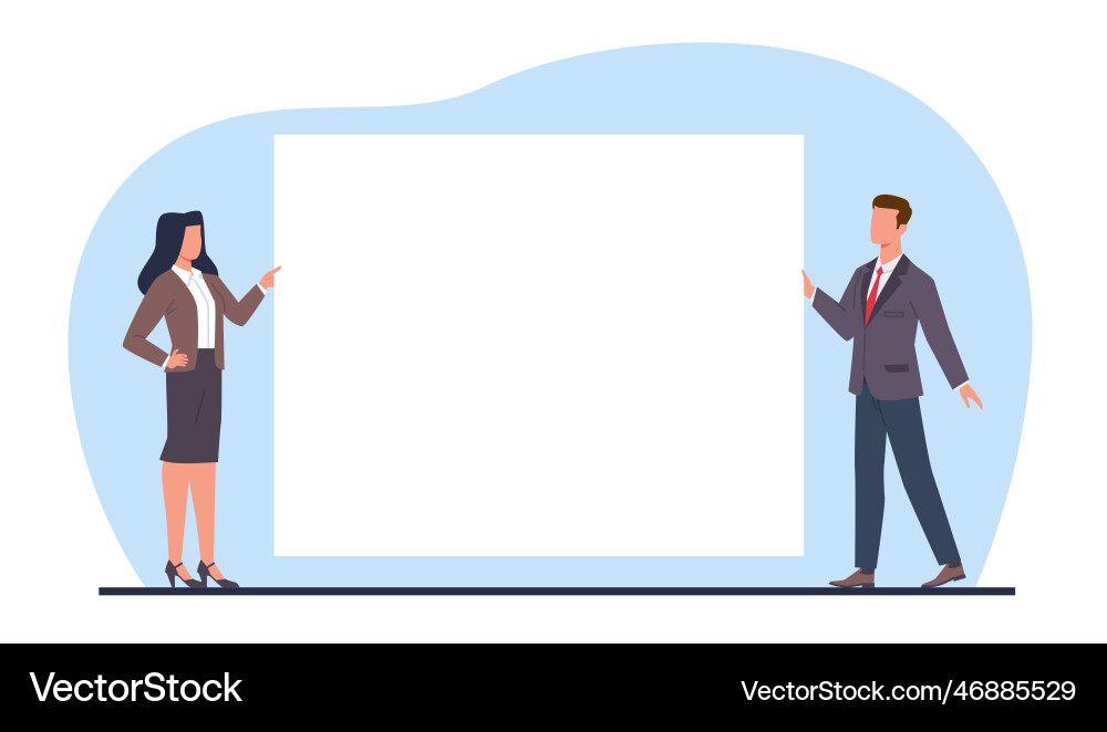 Businessman holding white placard woman and man Businessman holding white placard woman and man vector image