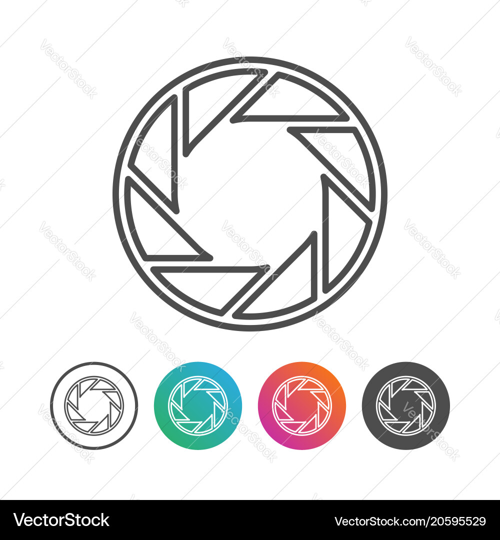Camera shutter outline icon symbol design set vector image