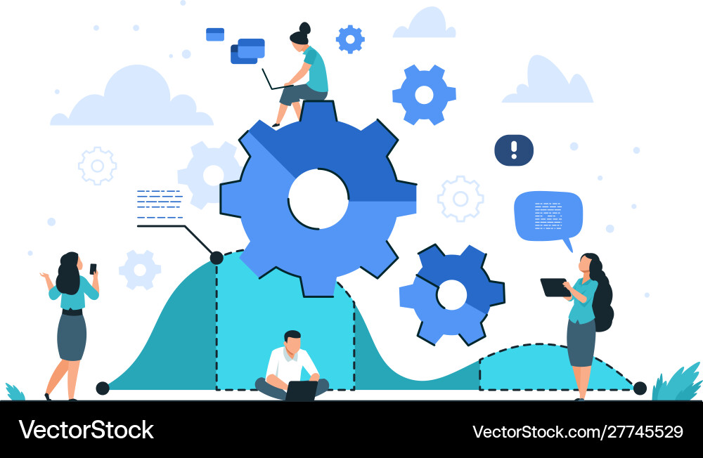 Cogwheel business concept teamwork and people vector image