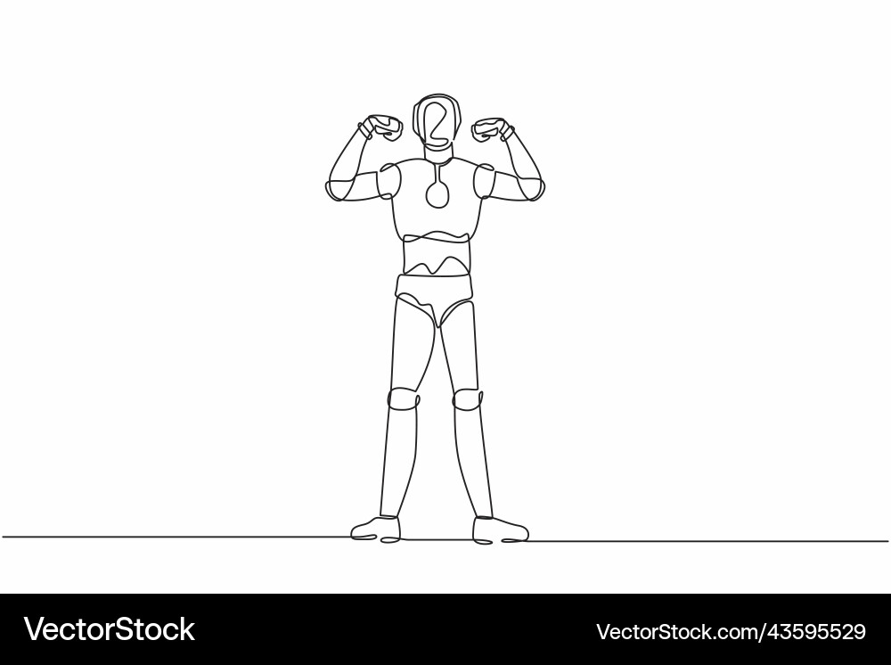 Continuous one line drawing robot with gestures Continuous one line drawing robot with gestures vector image