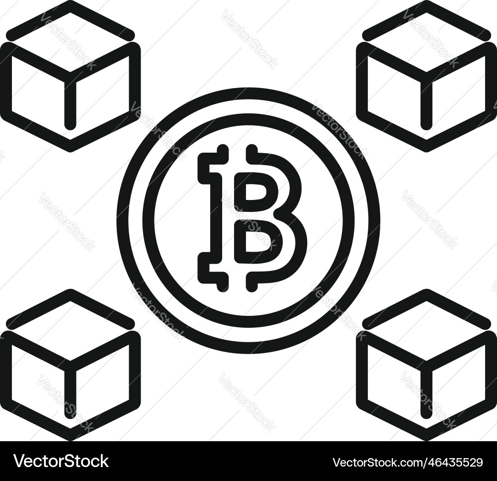Digital bitcoin icon outline chain block Digital bitcoin icon outline chain block vector image