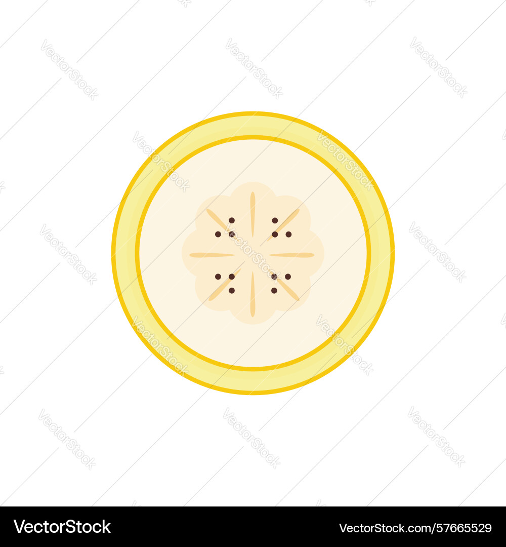 Flat banana slice with seeds clean and minimal Vector Image