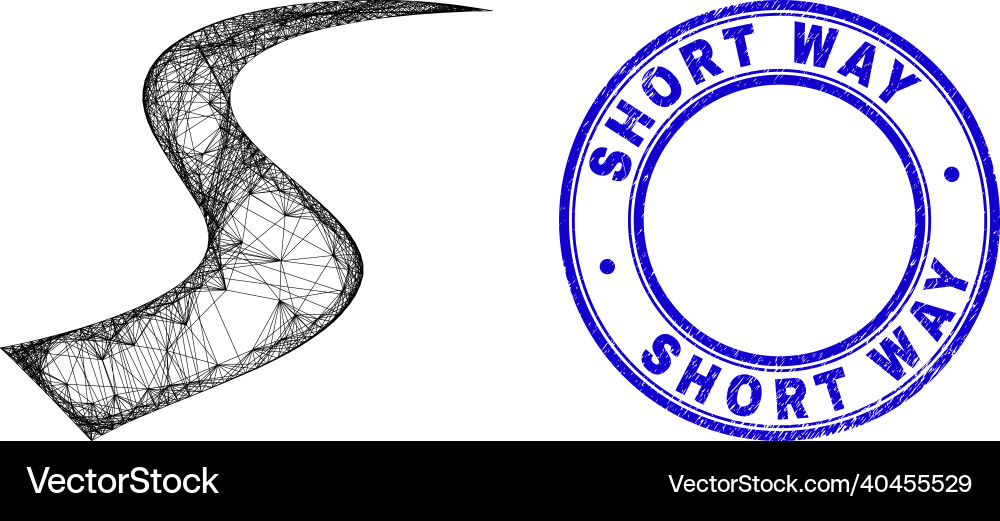 Grunge short way badge and hatched irregular mesh Grunge short way badge and hatched irregular mesh Vector Image