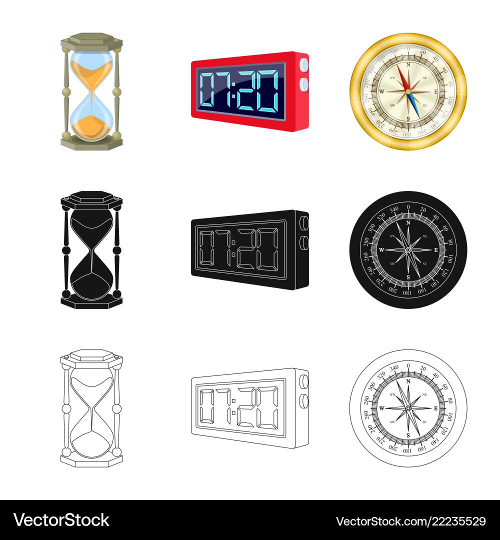 Isolated object of clock and time logo collection Isolated object of clock and time logo collection Vector Image