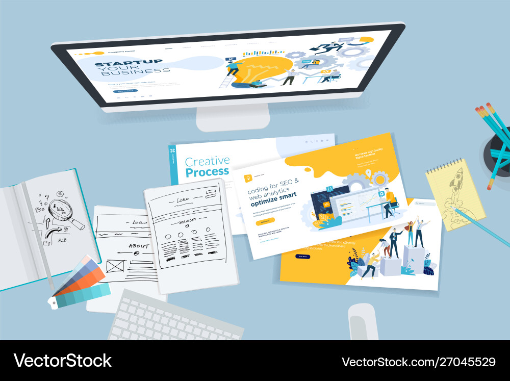 Kreatives Workspace-Konzept Kreatives Workspace-Konzept vektorbild