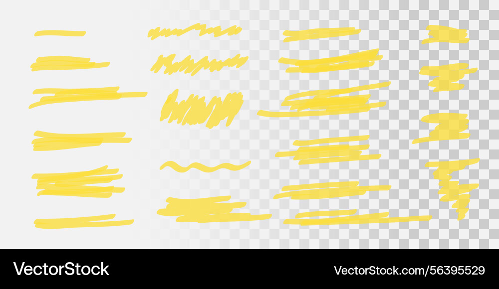 Marker highlight stroke set on transparent Marker highlight stroke set on transparent vector image