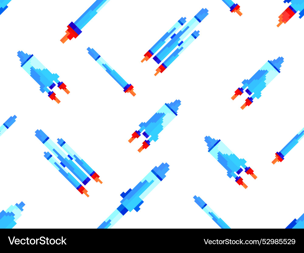 Pixel spaceships seamless pattern space rockets Pixel spaceships seamless pattern space rockets vector image