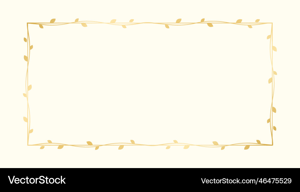 Rectangle golden frame with botanical design Rectangle golden frame with botanical design Vector Image