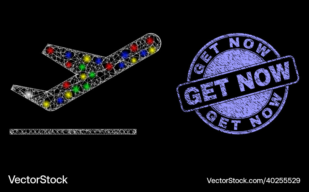 Scratched get now badge and illuminated mesh Vector Image