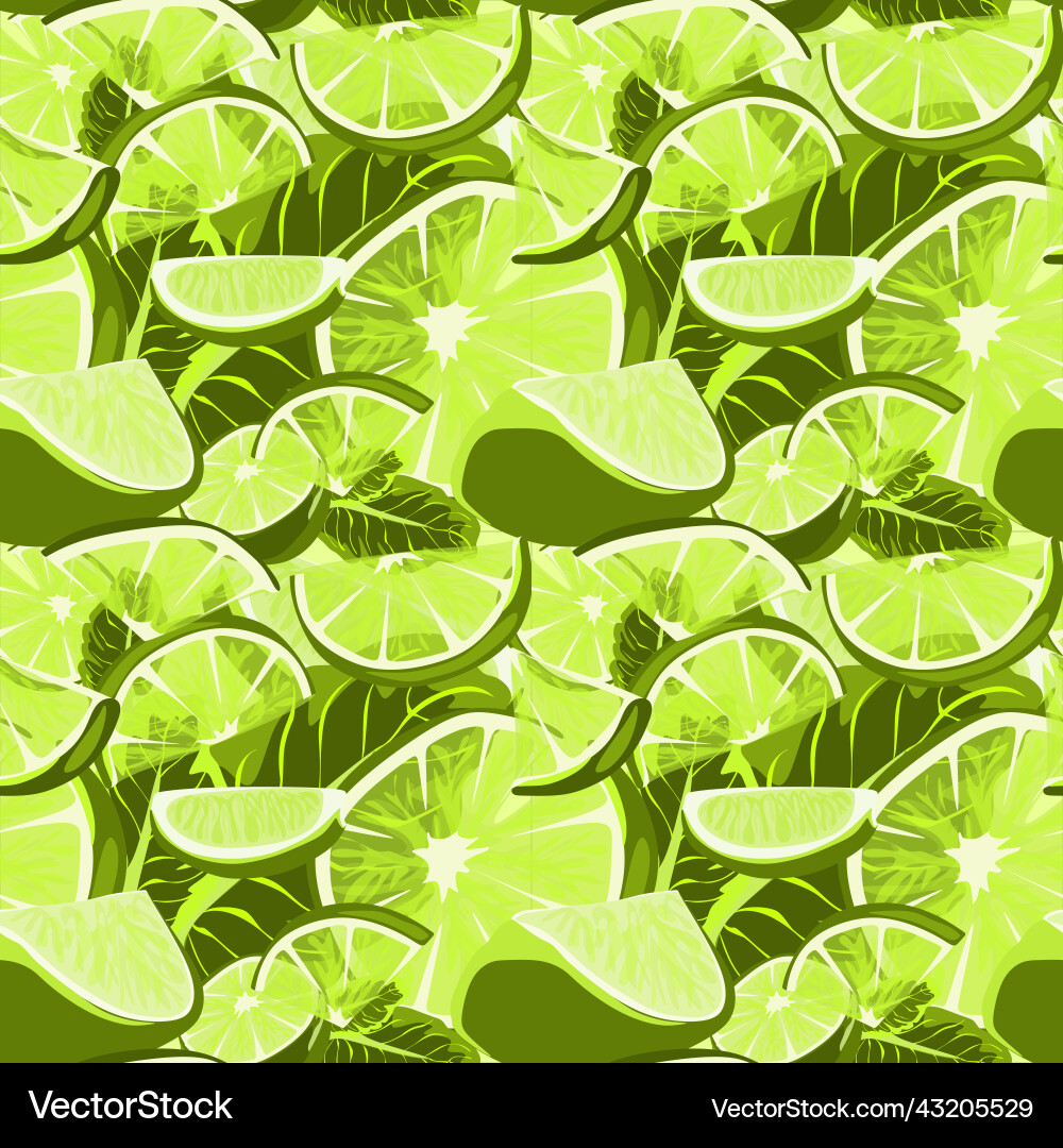 Seamless pattern with lime slices citrus fruit Vector Image