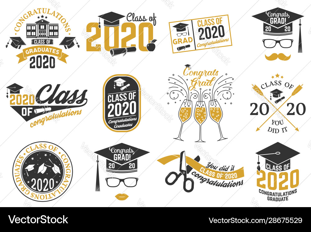 Set class 2020 badges concept Set class 2020 badges concept vector image