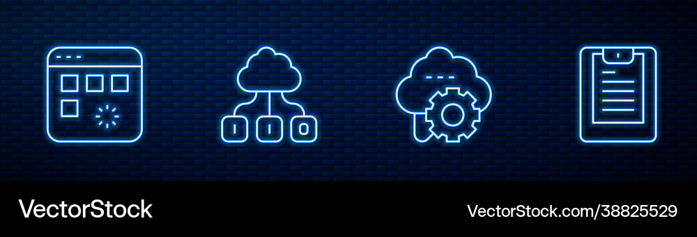 Set line cloud technology data transfer loading Set line cloud technology data transfer loading Vector Image