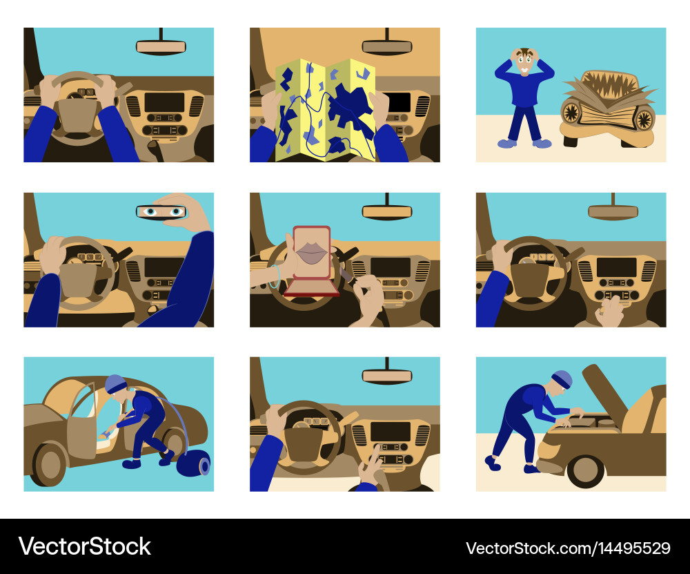 Set of car from inside Vector Image