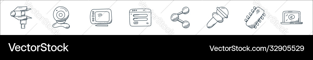 Technology line icons linear set quality Vector Image