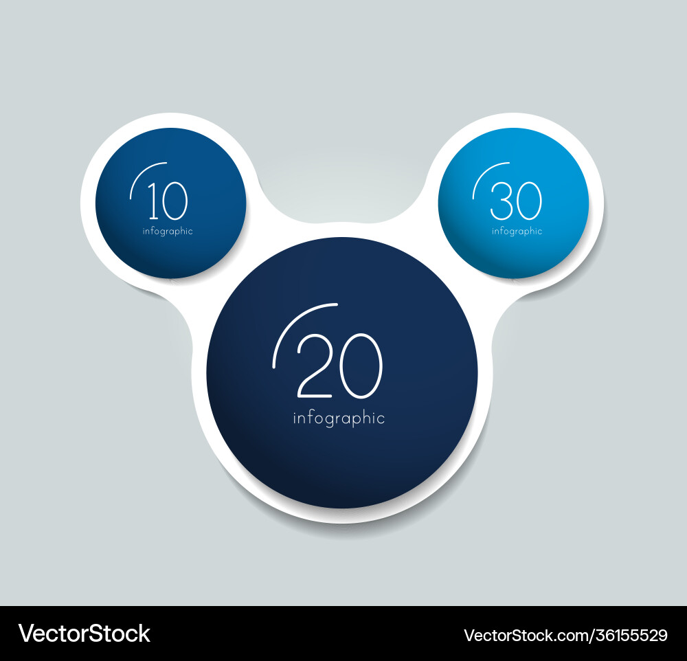 Three steps elements bubble chart scheme diagram Vector Image