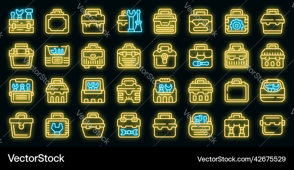 Toolbox icons set outline toolkit Toolbox icons set outline toolkit vector image