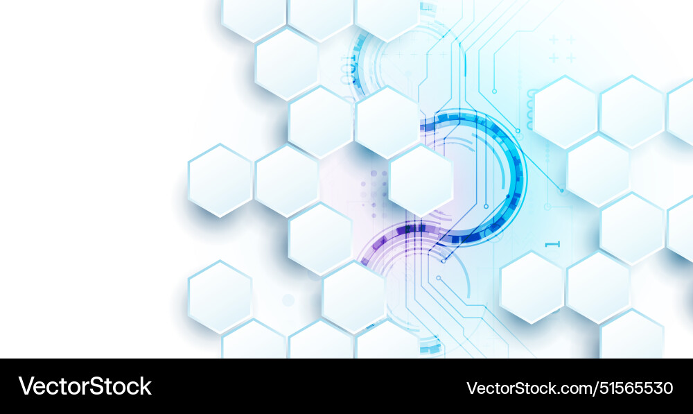Abstract circuit board and hexagons on gradient Abstract circuit board and hexagons on gradient Vector Image