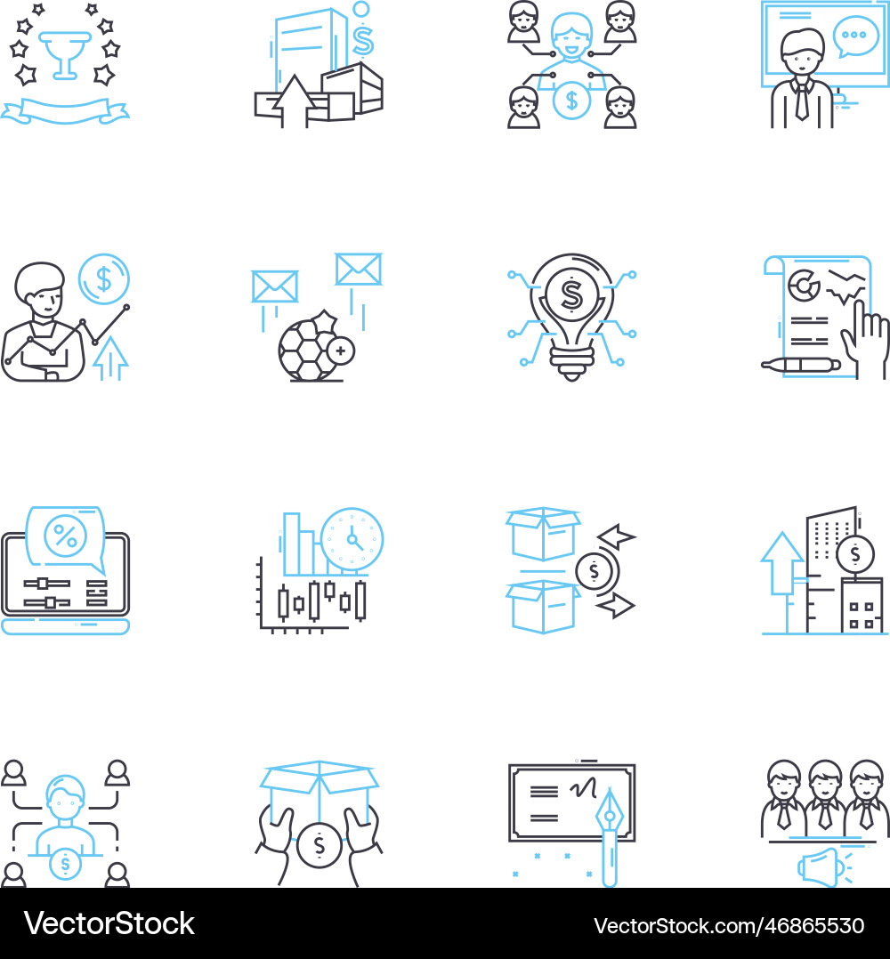 Asset control linear icons set inventory Asset control linear icons set inventory Vector Image