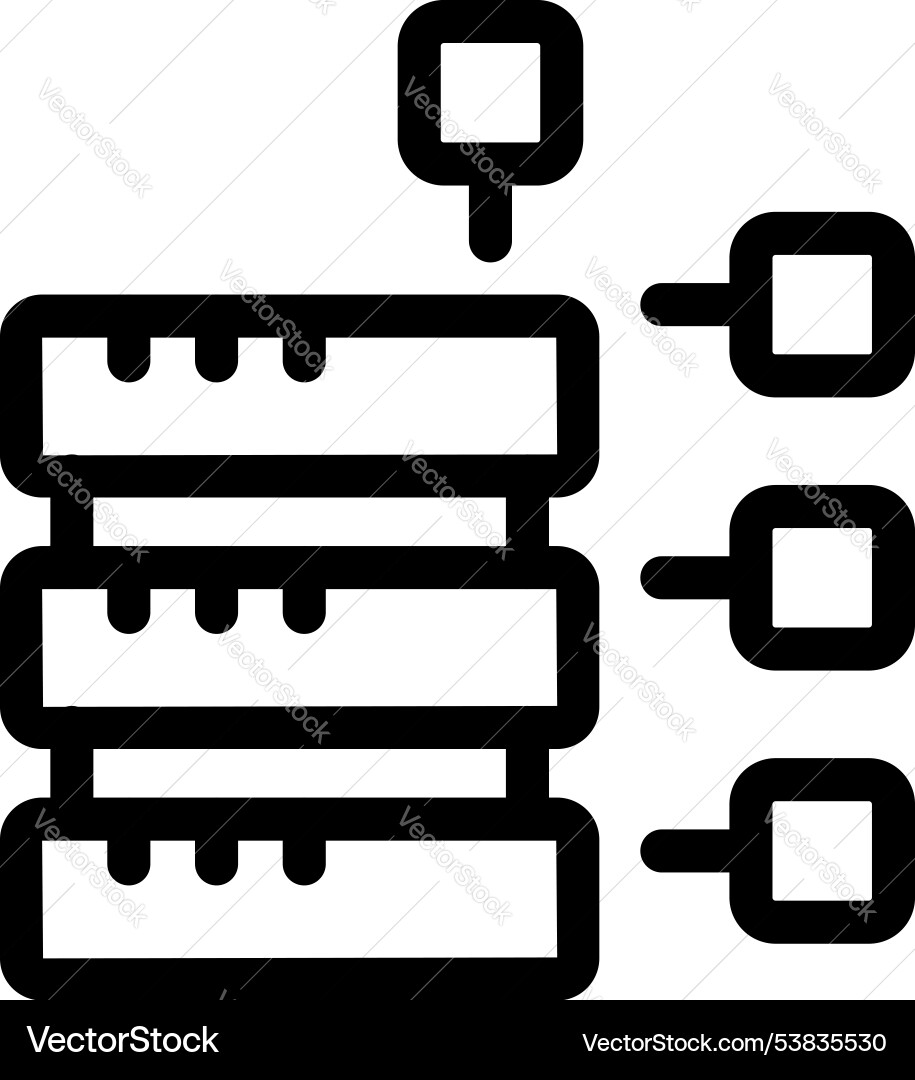 Data server connecting to multiple devices icon Data server connecting to multiple devices icon Vector Image